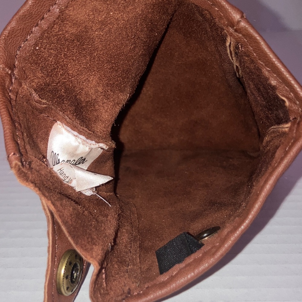 Wrangler‎ Brown Leather Gloves with Snap Size Medium - Picture 7 of 7